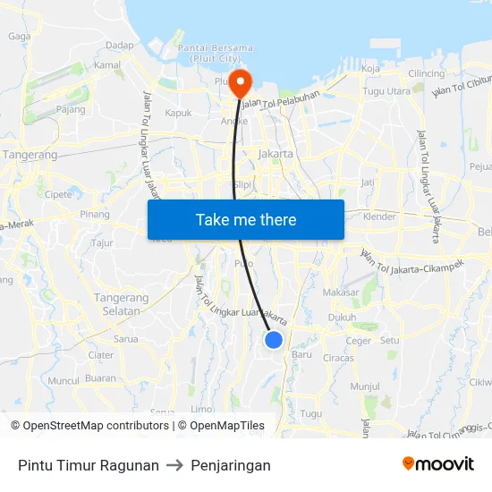 Pintu Timur Ragunan to Penjaringan map