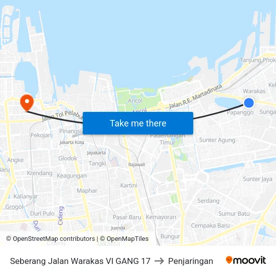 Seberang Jalan Warakas VI GANG 17 to Penjaringan map