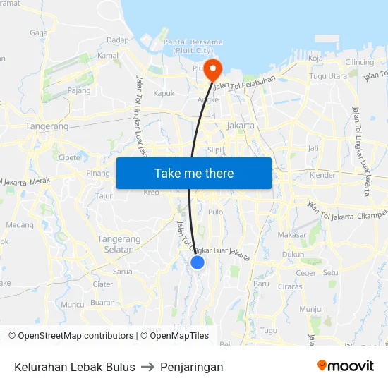Kelurahan Lebak Bulus to Penjaringan map
