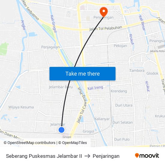 Seberang Puskesmas Jelambar II to Penjaringan map