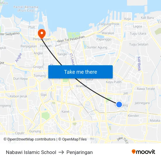 Nabawi Islamic School to Penjaringan map