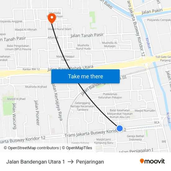 Jalan Bandengan Utara 1 to Penjaringan map