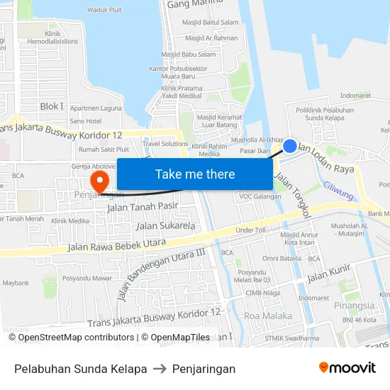 Pelabuhan Sunda Kelapa to Penjaringan map