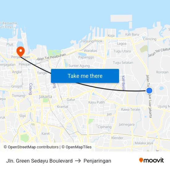 Jln. Green Sedayu Boulevard to Penjaringan map
