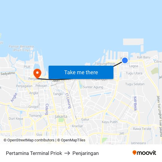 Pertamina Terminal Priok to Penjaringan map