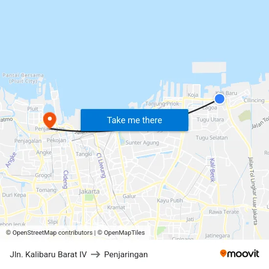 Jln. Kalibaru Barat IV to Penjaringan map
