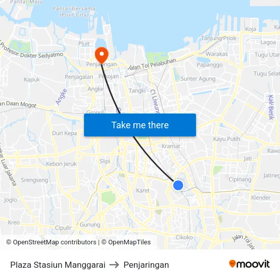 Plaza Stasiun Manggarai to Penjaringan map