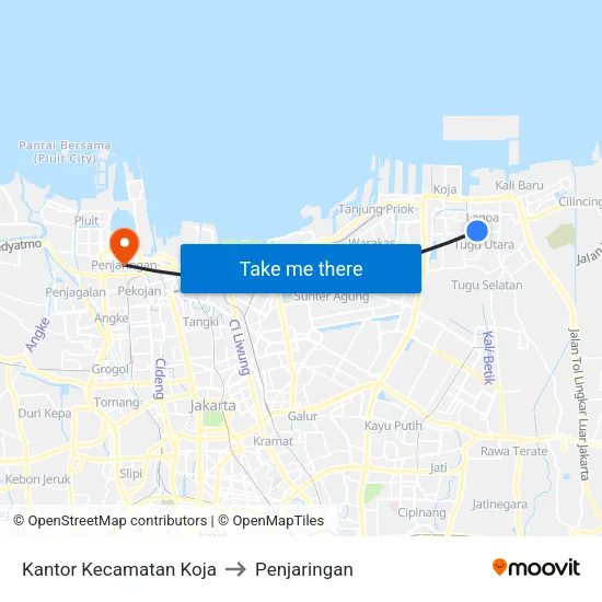 Kantor Kecamatan Koja to Penjaringan map