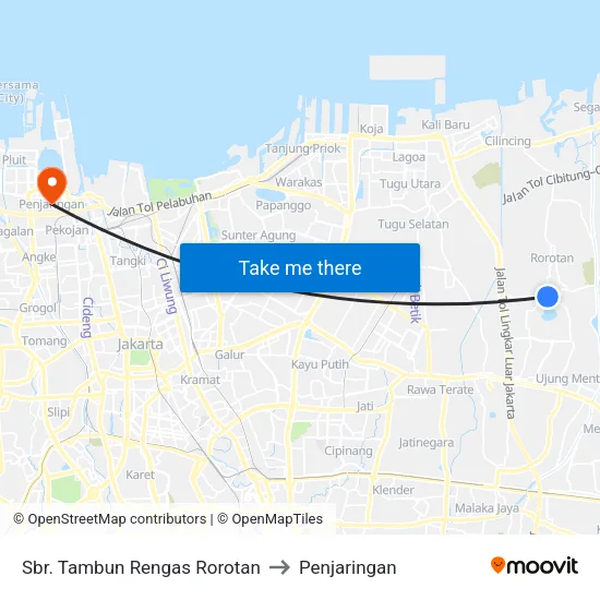 Sbr. Tambun Rengas Rorotan to Penjaringan map