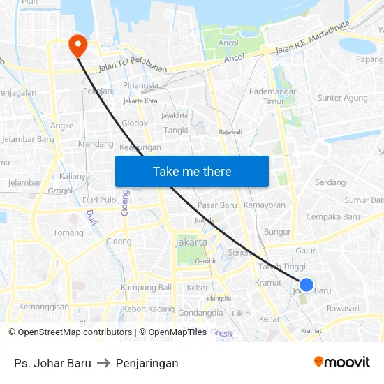Ps. Johar Baru to Penjaringan map