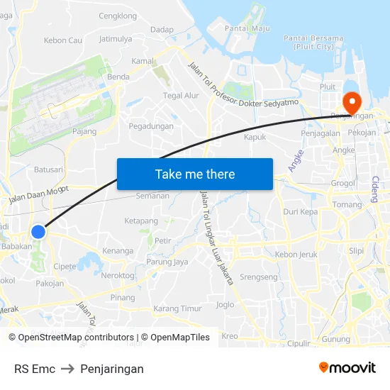 RS Emc to Penjaringan map