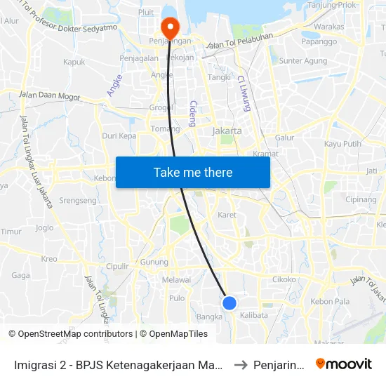 Imigrasi 2 - BPJS Ketenagakerjaan Mampang to Penjaringan map