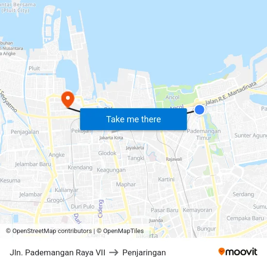 Jln. Pademangan Raya VII to Penjaringan map