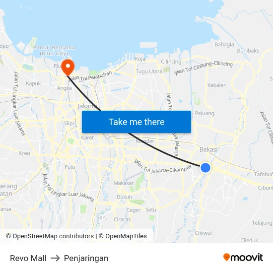 Revo Mall to Penjaringan map