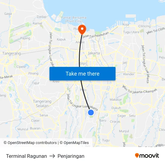 Terminal Ragunan to Penjaringan map