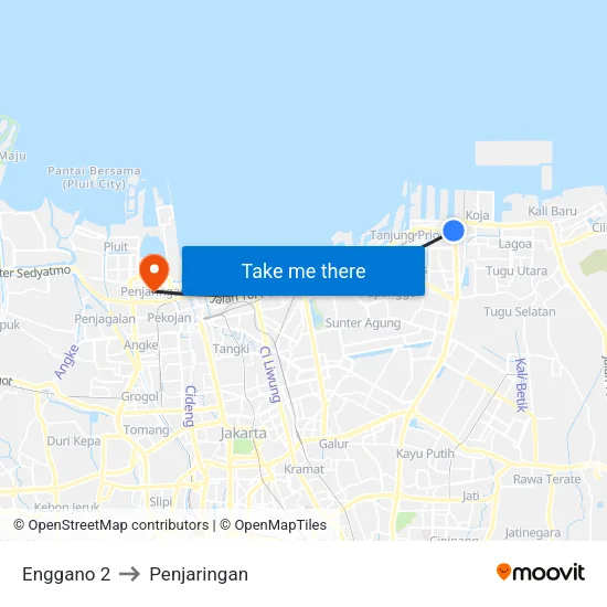 Enggano 2 to Penjaringan map