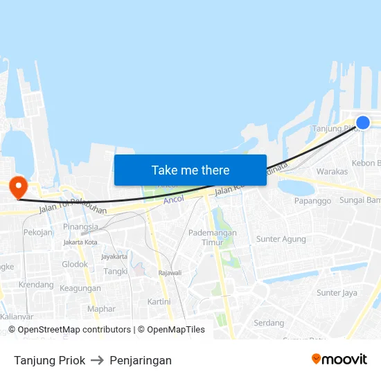 Tanjung Priok to Penjaringan map