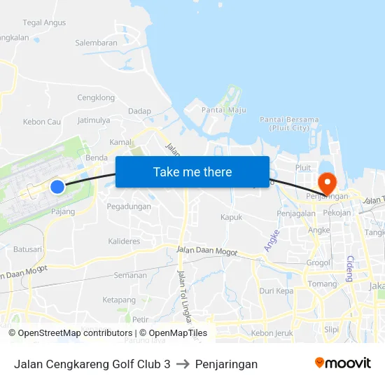Jalan Cengkareng Golf Club 3 to Penjaringan map