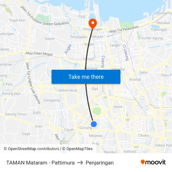 TAMAN Mataram - Pattimura to Penjaringan map