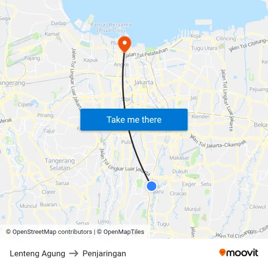 Lenteng Agung to Penjaringan map