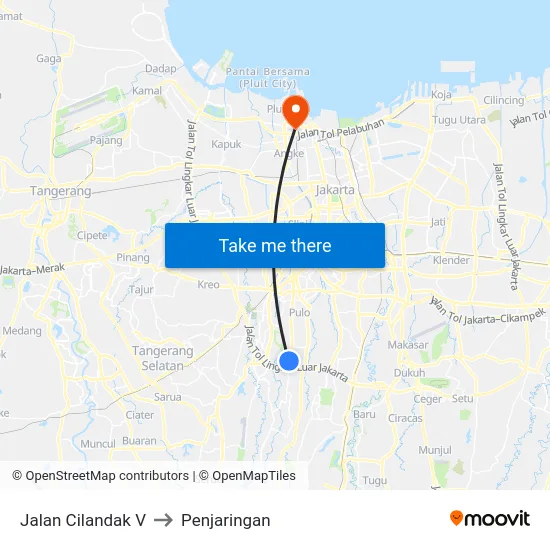 Jalan Cilandak V to Penjaringan map