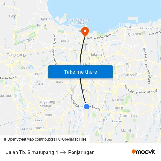 Jalan Tb. Simatupang 4 to Penjaringan map