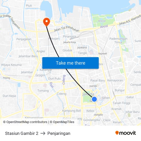 Stasiun Gambir 2 to Penjaringan map