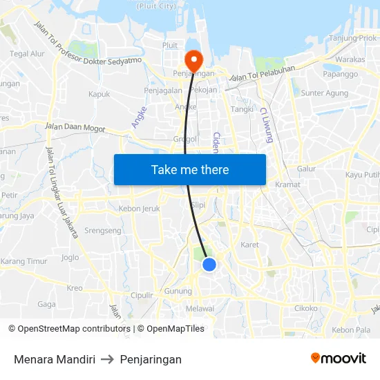 Menara Mandiri to Penjaringan map