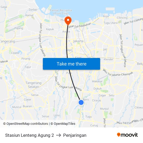 Stasiun Lenteng Agung 2 to Penjaringan map