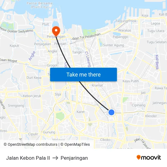 Jalan Kebon Pala II to Penjaringan map
