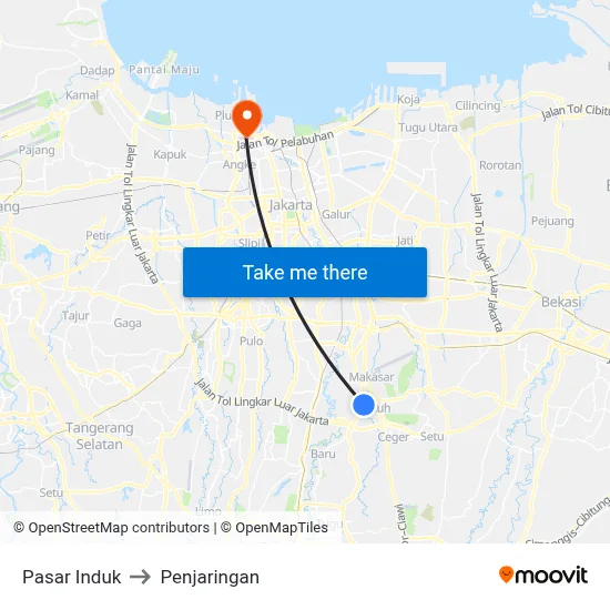 Pasar Induk to Penjaringan map