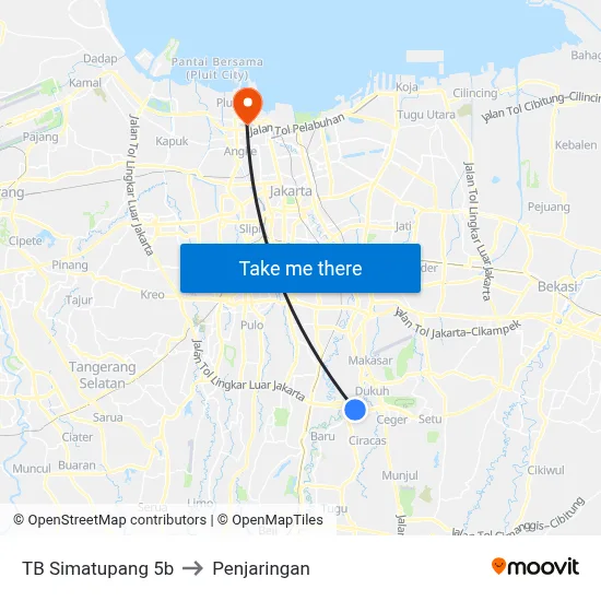 TB Simatupang 5b to Penjaringan map