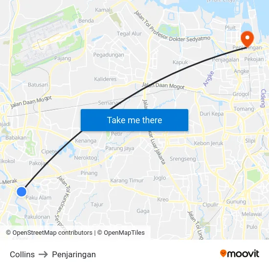 Collins to Penjaringan map