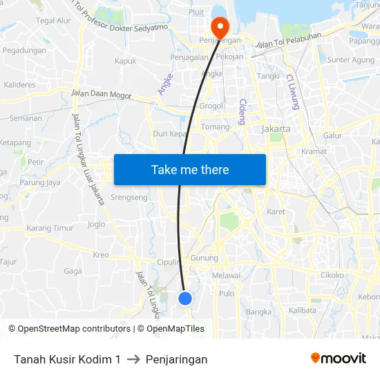 Tanah Kusir Kodim 1 to Penjaringan map
