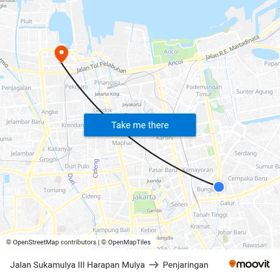 Jalan Sukamulya III Harapan Mulya to Penjaringan map