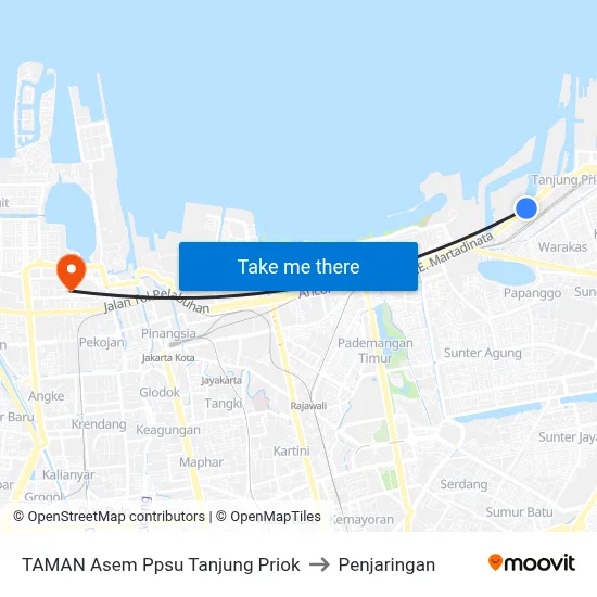 TAMAN Asem Ppsu Tanjung Priok to Penjaringan map