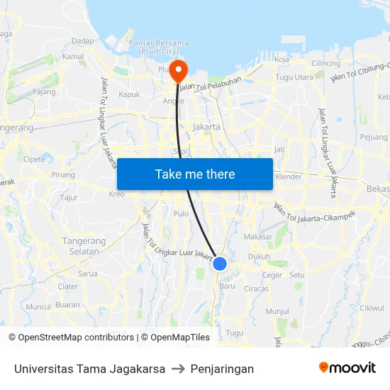 Universitas Tama Jagakarsa to Penjaringan map