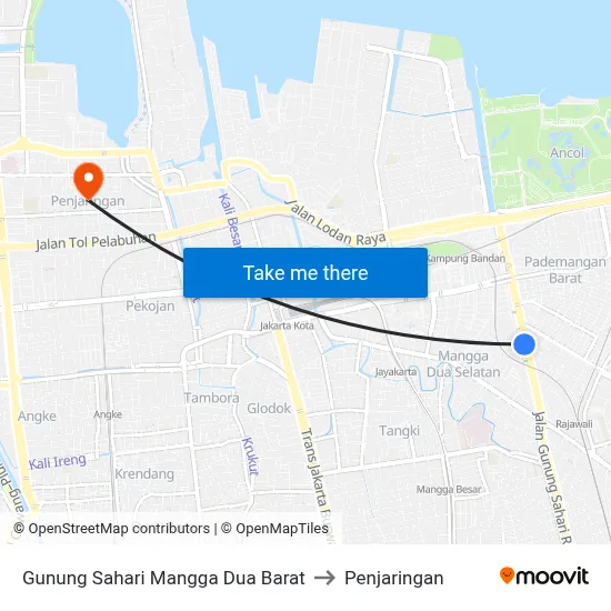 Gunung Sahari Mangga Dua Barat to Penjaringan map