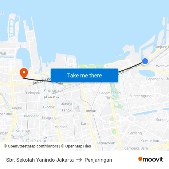 Sbr. Sekolah Yanindo Jakarta to Penjaringan map
