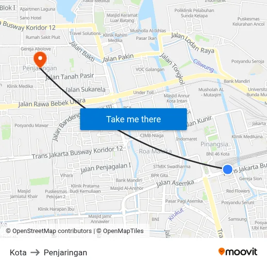 Kota to Penjaringan map