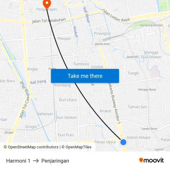 Harmoni 1 to Penjaringan map