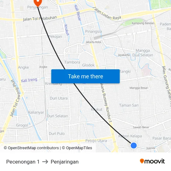 Pecenongan 1 to Penjaringan map