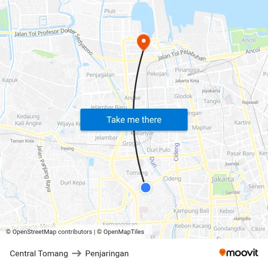 Central Tomang to Penjaringan map