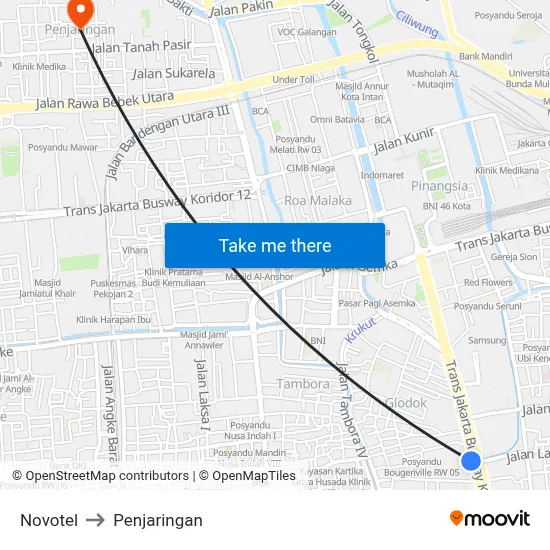Novotel to Penjaringan map