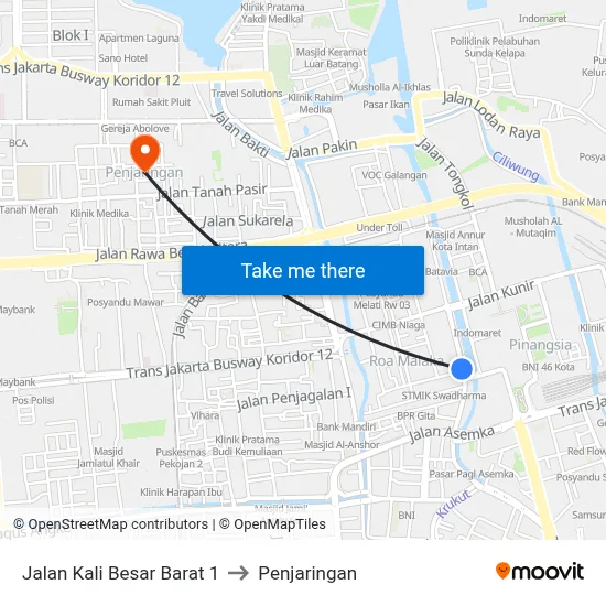 Jalan Kali Besar Barat 1 to Penjaringan map