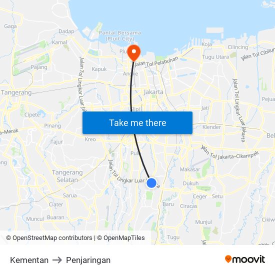 Kementan to Penjaringan map