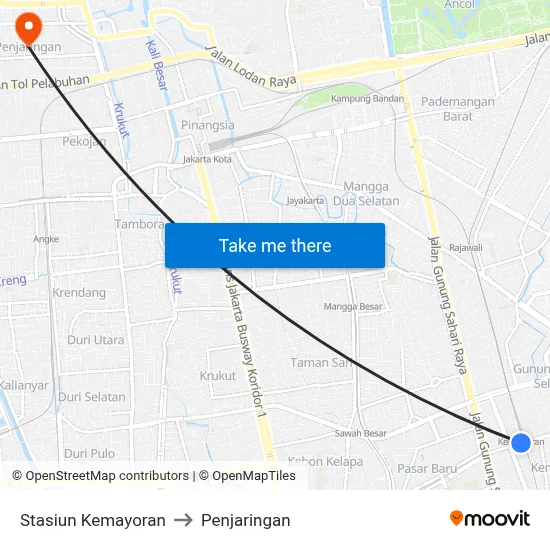 Stasiun Kemayoran to Penjaringan map