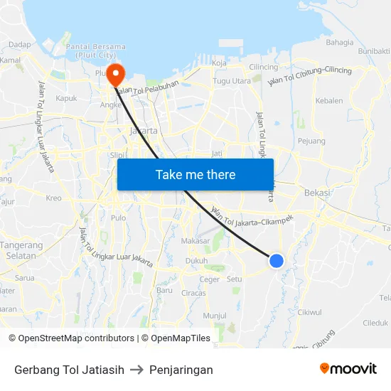 Gerbang Tol Jatiasih to Penjaringan map