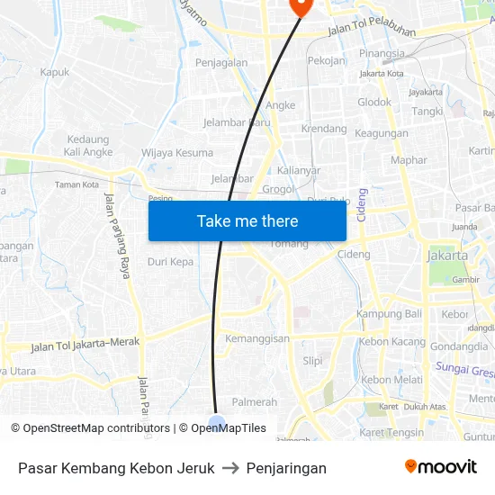 Pasar Kembang Kebon Jeruk to Penjaringan map
