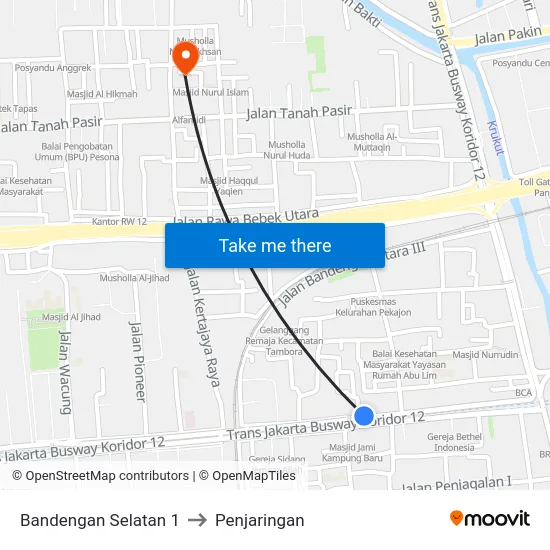 Bandengan Selatan 1 to Penjaringan map
